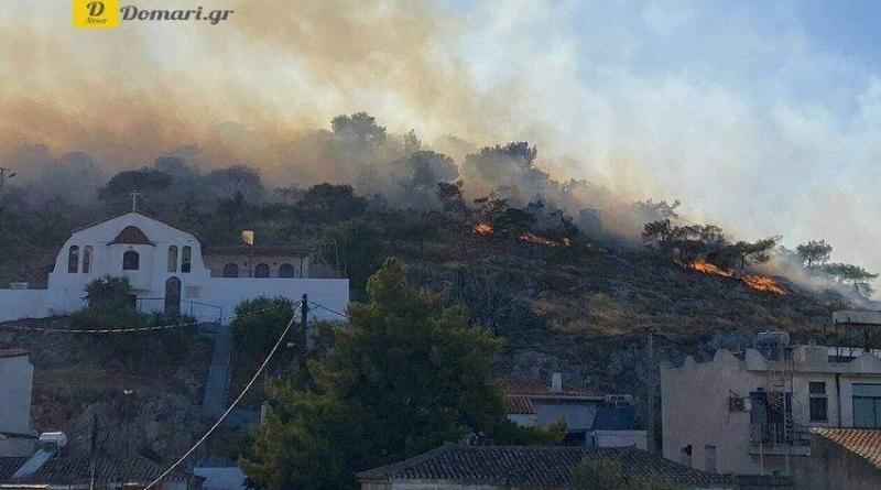 اندلاع حرائق غابات جديدة في غرب أتيكا ، سالامينا