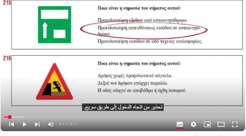 كل ما تحتاجه لاجتياز امتحان رخصة قيادة السيارة والدراجة النارية في اليونان دروس كاملة باللغة العربية